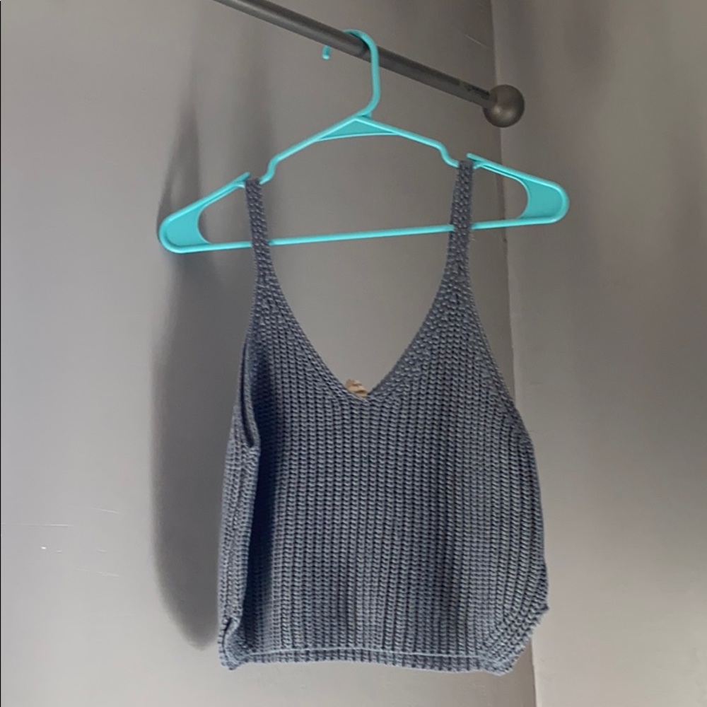 Knit cropped tank- blue sz small